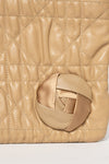 secondary Rose Appliqué Cannage Lambskin Leather Clutch