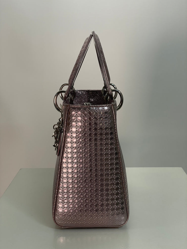 Lady Dior Micro Metallic Cannage Handbag