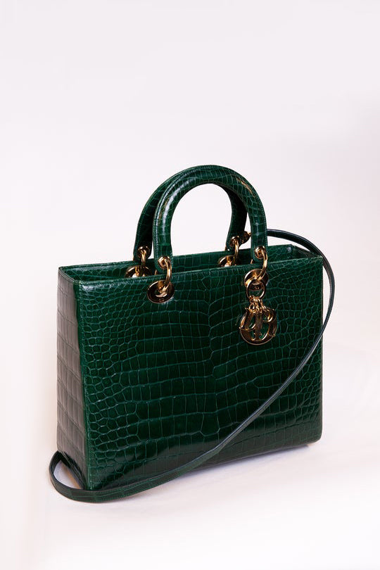 Lady Dior emerald green crocodile bag