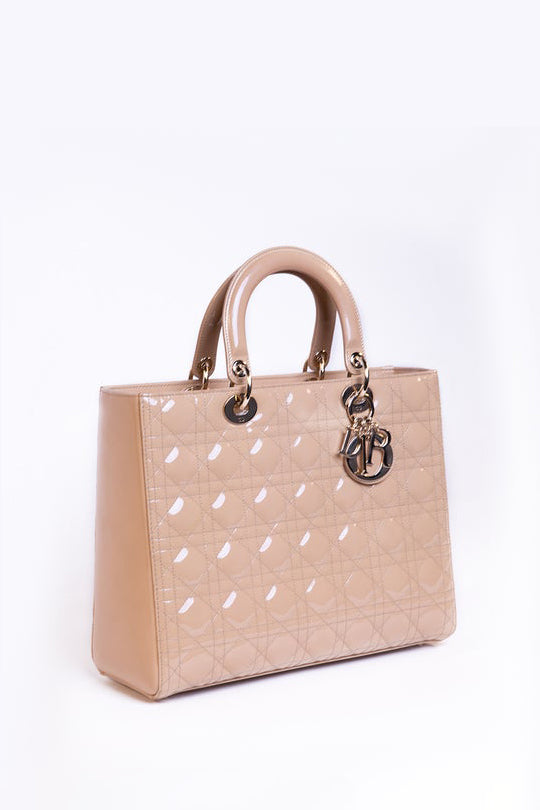 Lady Dior patent leather handbag large vintage