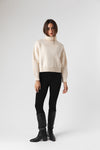 secondary Roll Neck Guernsey Cashmere Jumper In Vanilla Cream