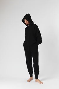 Women's Cashmere Blend Hoodie In Black - #2