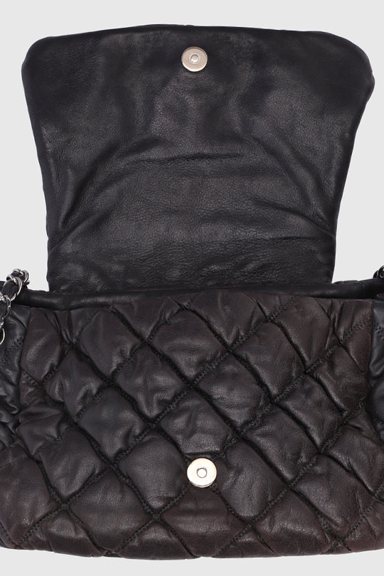 Bubble Accordion Quilted Skin  Flap Bag
