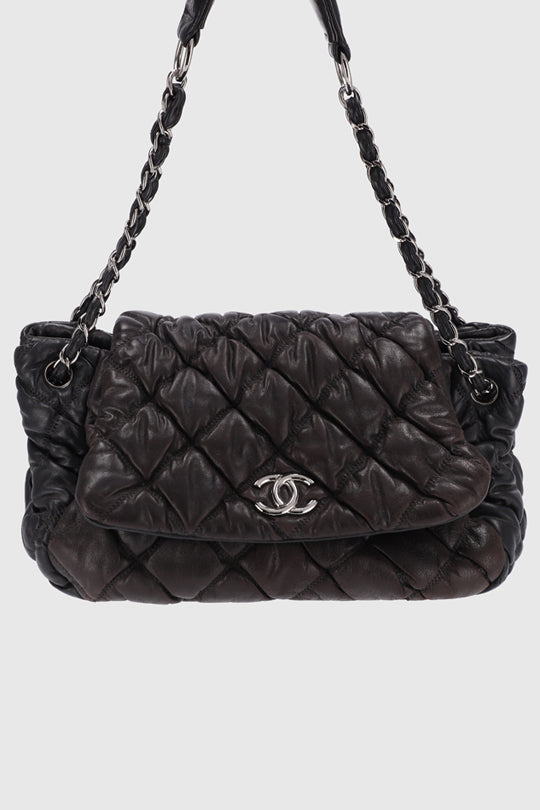 Bubble Accordion Quilted Skin  Flap Bag