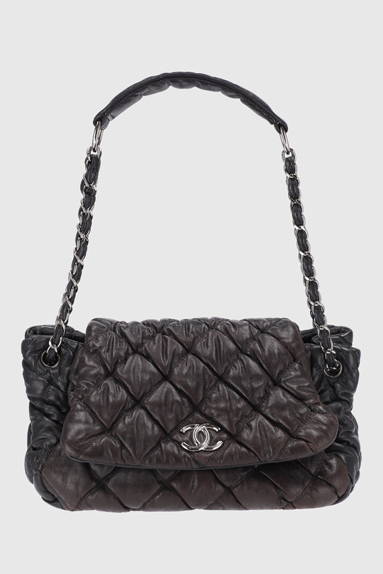 Bubble Accordion Quilted Skin  Flap Bag