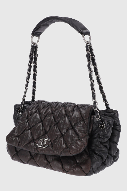 Bubble Accordion Quilted Skin  Flap Bag