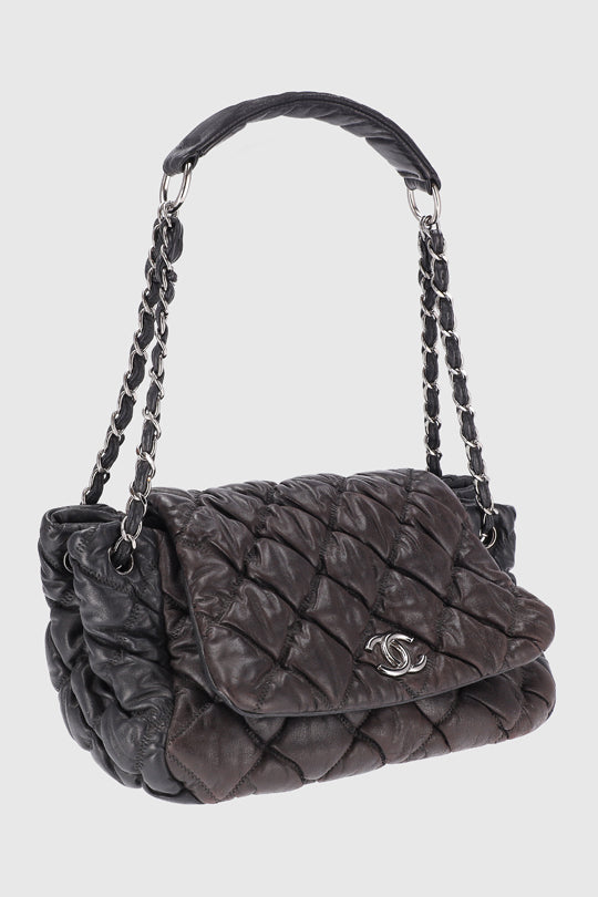 Bubble Accordion Quilted Skin  Flap Bag