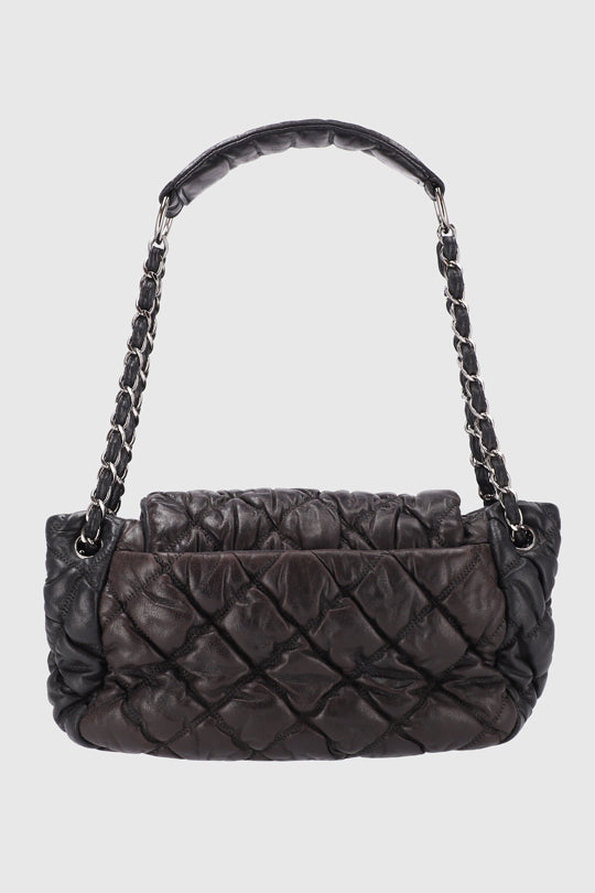 Bubble Accordion Quilted Skin  Flap Bag