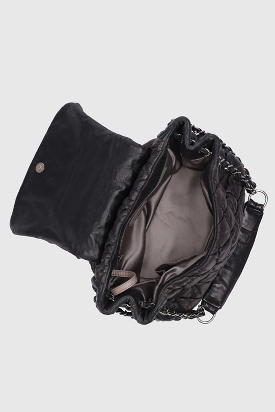 Bubble Accordion Quilted Skin  Flap Bag
