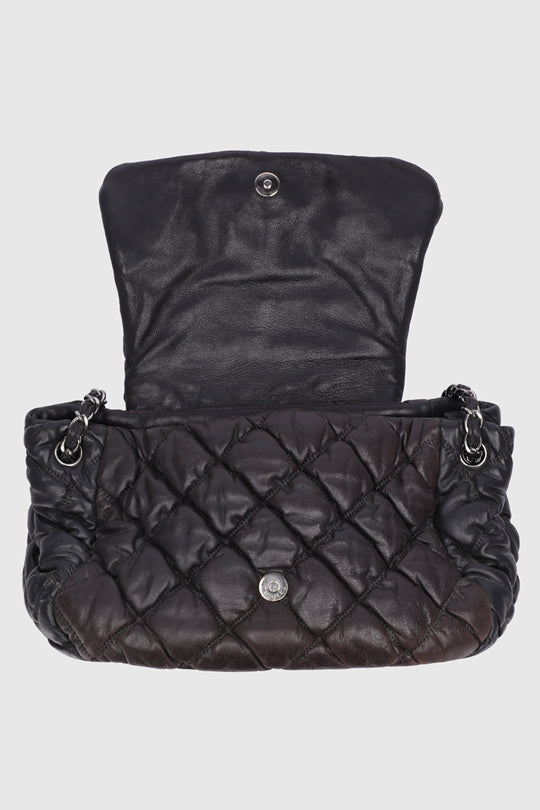 Bubble Accordion Quilted Skin  Flap Bag