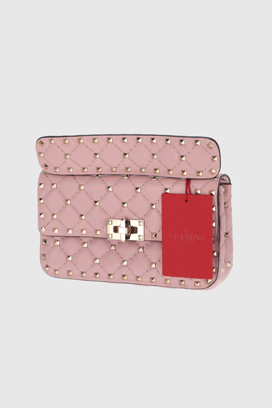 Valentino Rockstud Handbag in Varnished Pink Leather