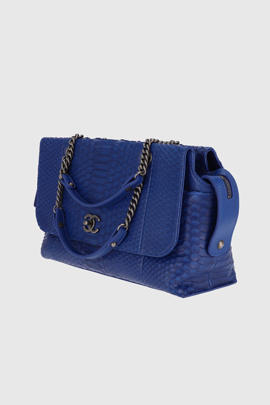 Chanel Blue Python Leather Shoulder Bag