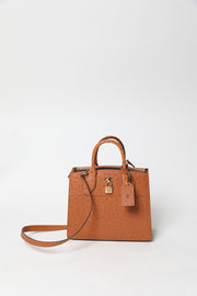 City Streamer PM Cognac Autruche Leather Handbag (Brand New)