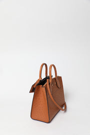 City Streamer PM Cognac Autruche Leather Handbag (Brand New)