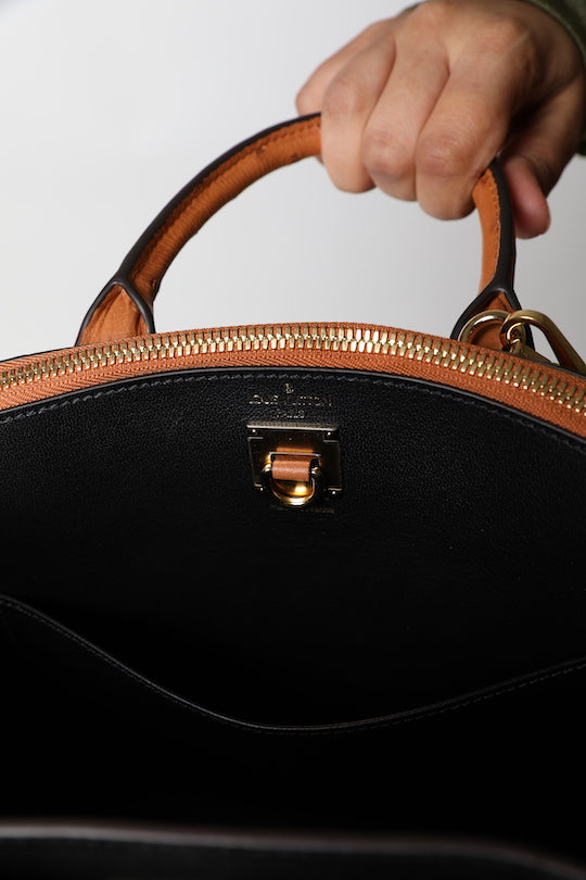 City Streamer PM Cognac Autruche Leather Handbag (Brand New)