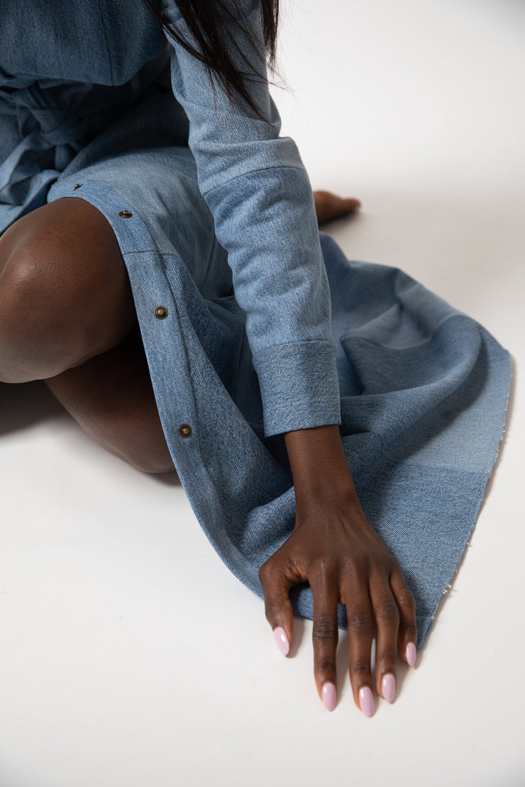 Light Blue Match Denim Dress