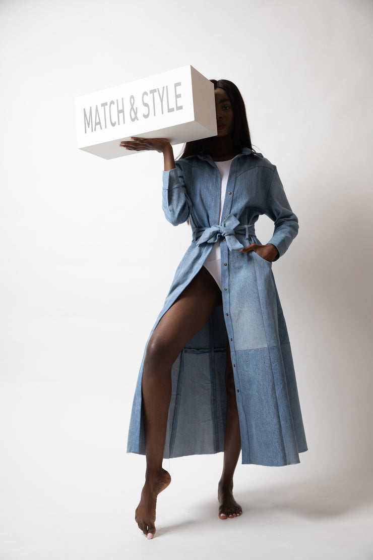 Light Blue Match Denim Dress