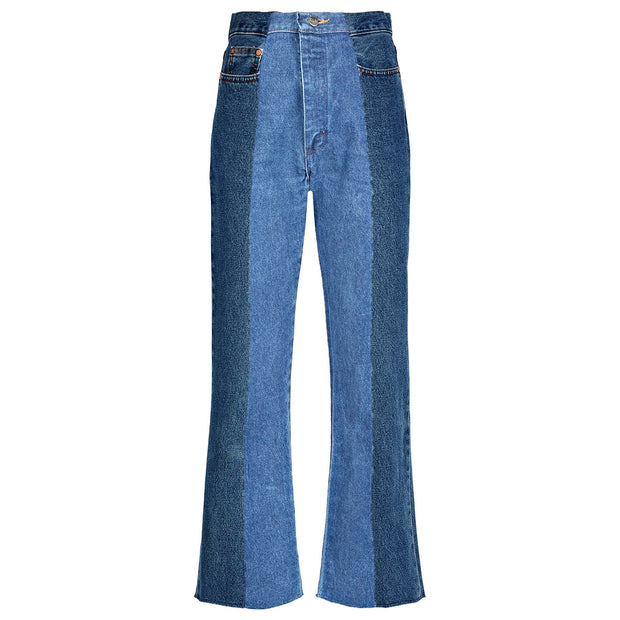 ELV denim Dark / Mid Blue Flare Jeans