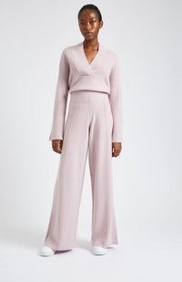 Knitted Wide Leg Trousers In Powder Pink - #3