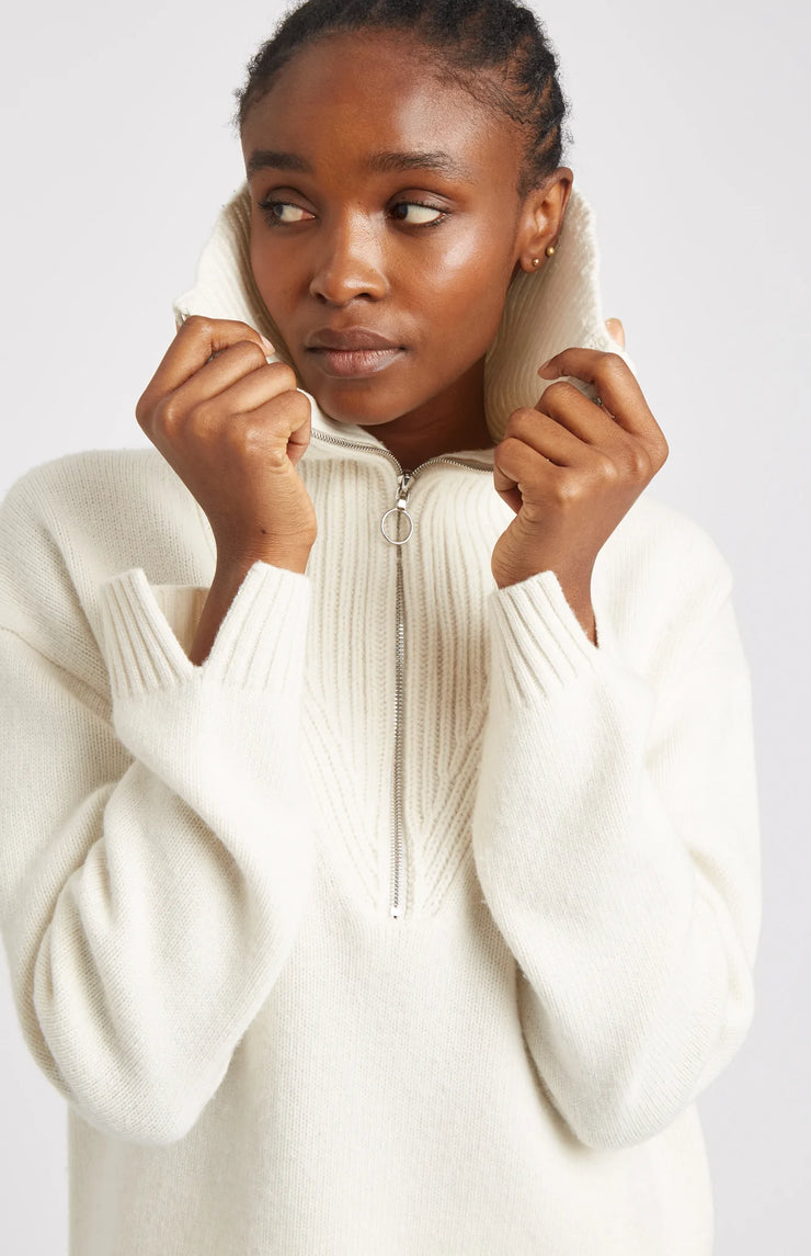 Pringle of Scotland Cashmere Blend Zip Jumper In Cream