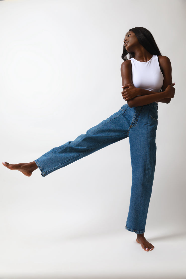 Mid Blue Match Boyfriend Jeans
