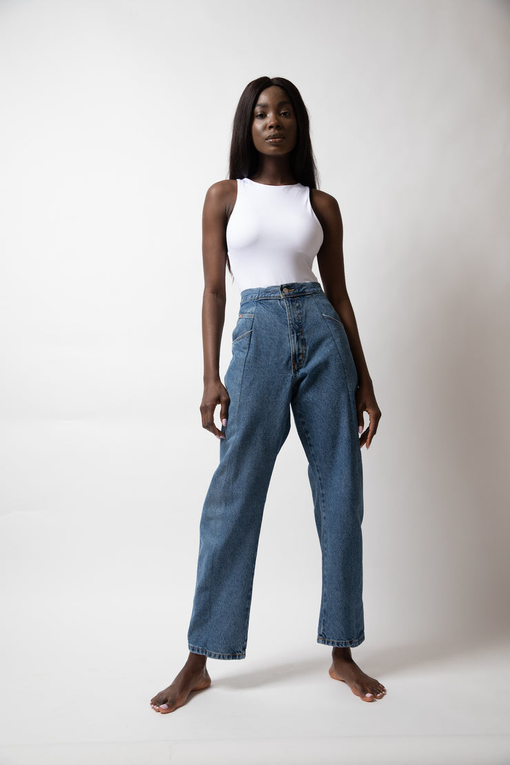 Mid Blue Match Boyfriend Jeans