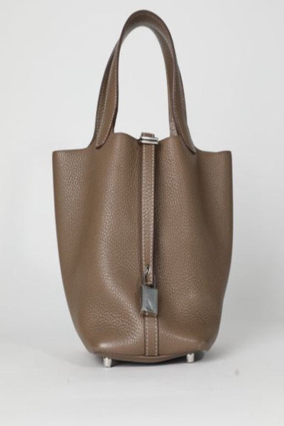 Hermes Picotin Etoupe Leather Handbag